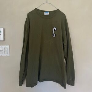 Champion Long Sleeve T Shirt C Patch Olive Green Men's X-Large